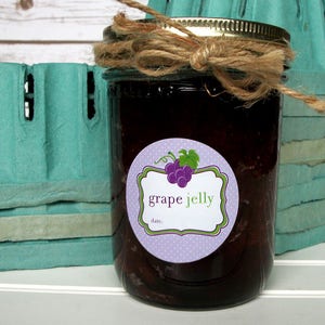 Grape Jelly canning jar labels, round purple mason jar labels for fruit preservation, regular or wide mouth jelly jar stickers image 3