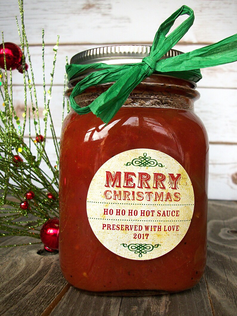 Antique Christmas Jam Labels, Personalized Printed Mason Jar Stickers