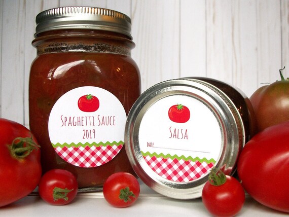 Etiquettes De Pot De Conserve De Tomate De Gingham Etsy