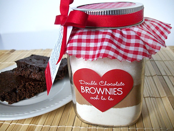 Chocolate Brownie Mason Jar Decorations Recipe Card With Etsy