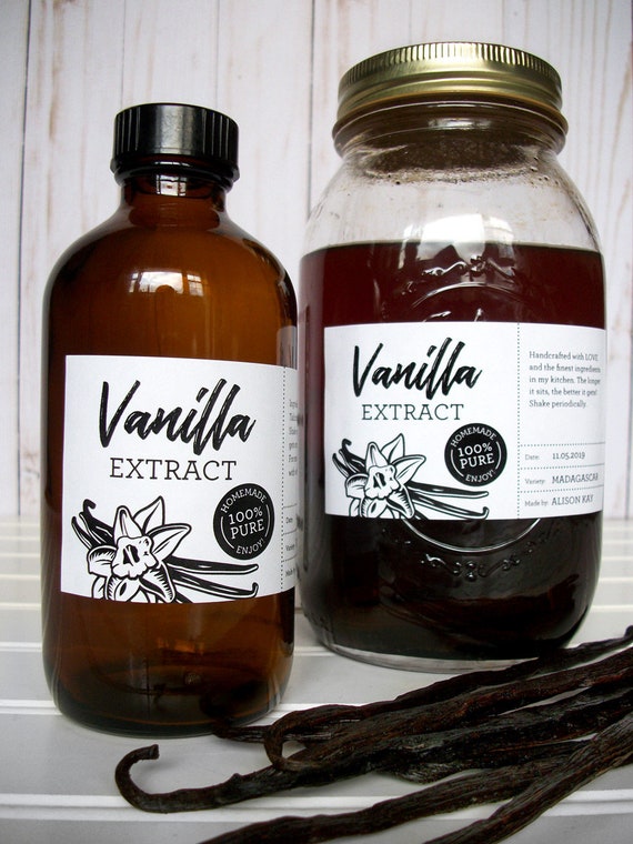 Black & White Vanilla Extract Labels for amber bottles & mason jars –  CanningCrafts