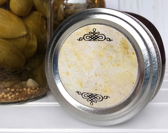 Vintage BLANK canning labels, round mason jar stickers, spice herb jar labels, rustic jam & jelly jar food preservation gifts for canners