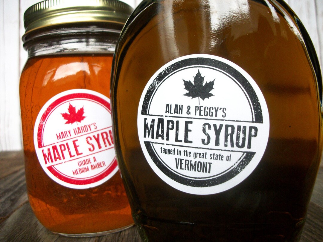 Custom Rubber Stamp Maple Syrup Labels, Red or Black Custom Maple Syrup
