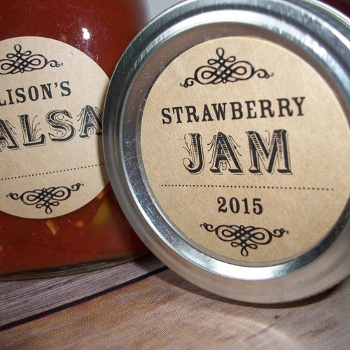 Enjoy KRAFT Paper Canning Jar Labels Round Mason Jar Stickers Etsy