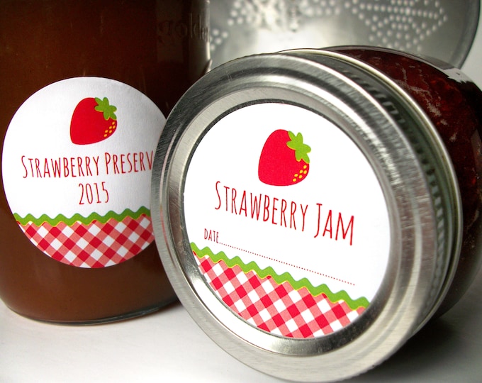 Strawberry Jam Jar Label Custom Jelly & Jam Labels Make Your Own