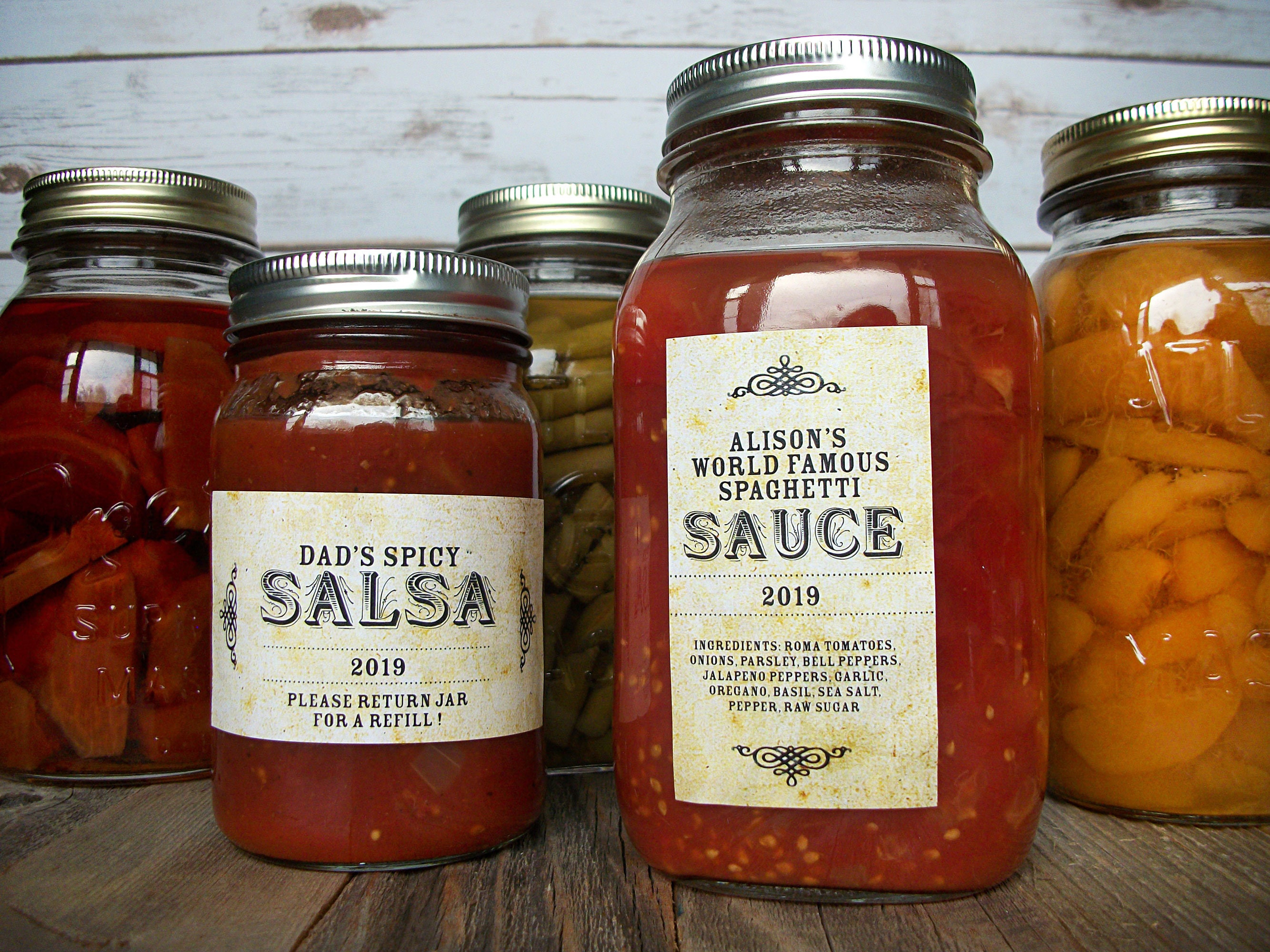 Custom vintage rectangle canning jar labels, printed horizontal & vertical rectangular mason jar stickers for jam jelly, cottage food labels