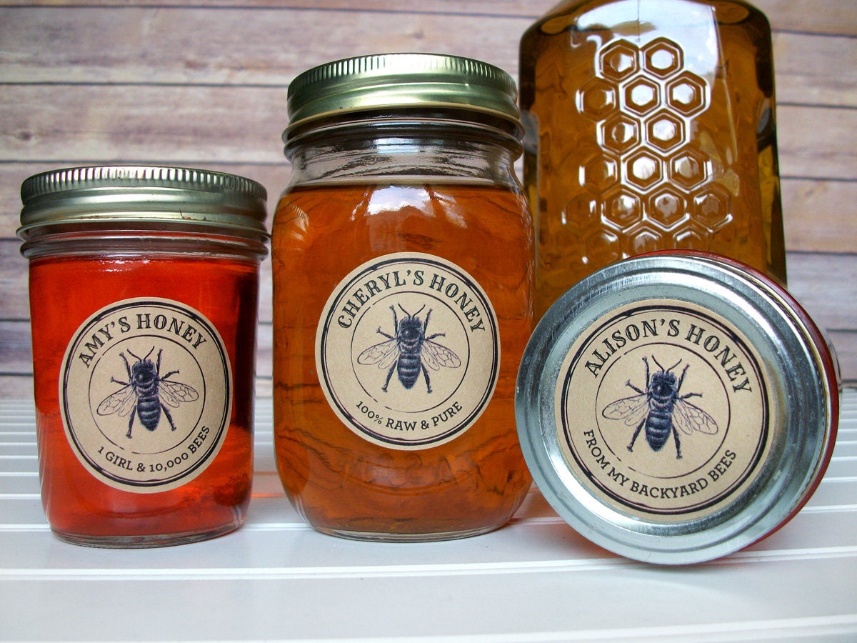 CUSTOM Kraft Seal Honey Jar Labels Customized Printed Round - Etsy Canada