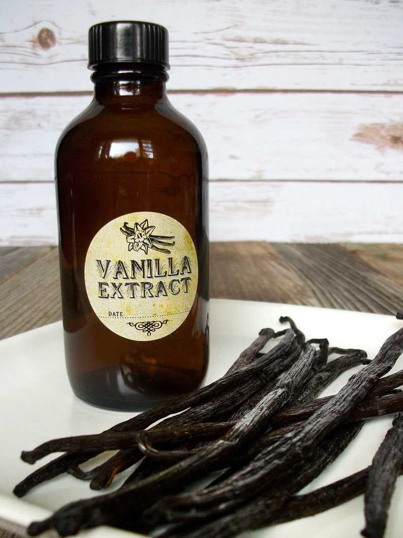 Vintage Vanilla Extract Bottle Labels Printed Rustic Round Etsy