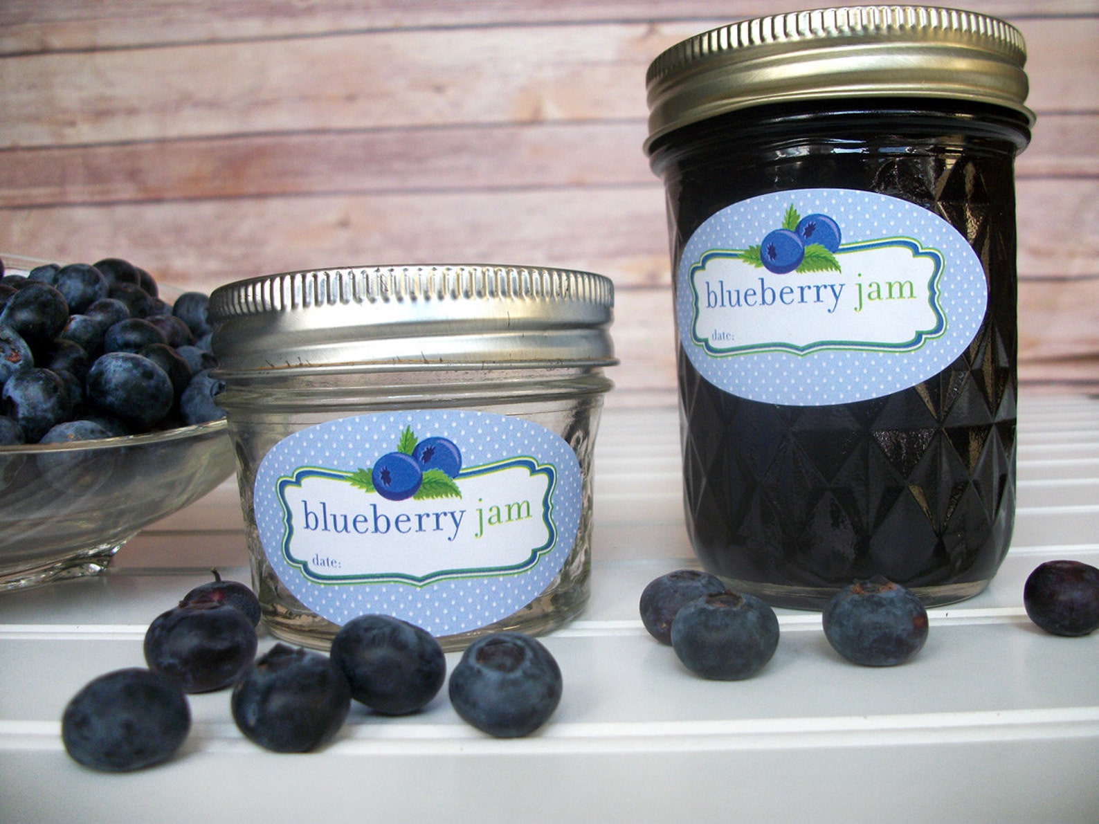 Oval Blueberry Jam Canning Jar Labels Quilted Jam Jar Labels Etsy