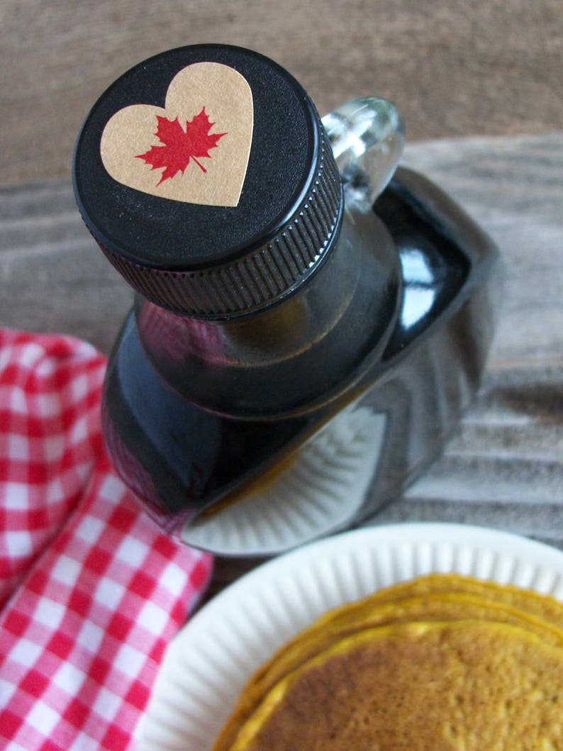 golden medium dark very dark Grade A KRAFT Maple Syrup Color Grade heart labels for bottle caps /& lids red or black maple leaf labels