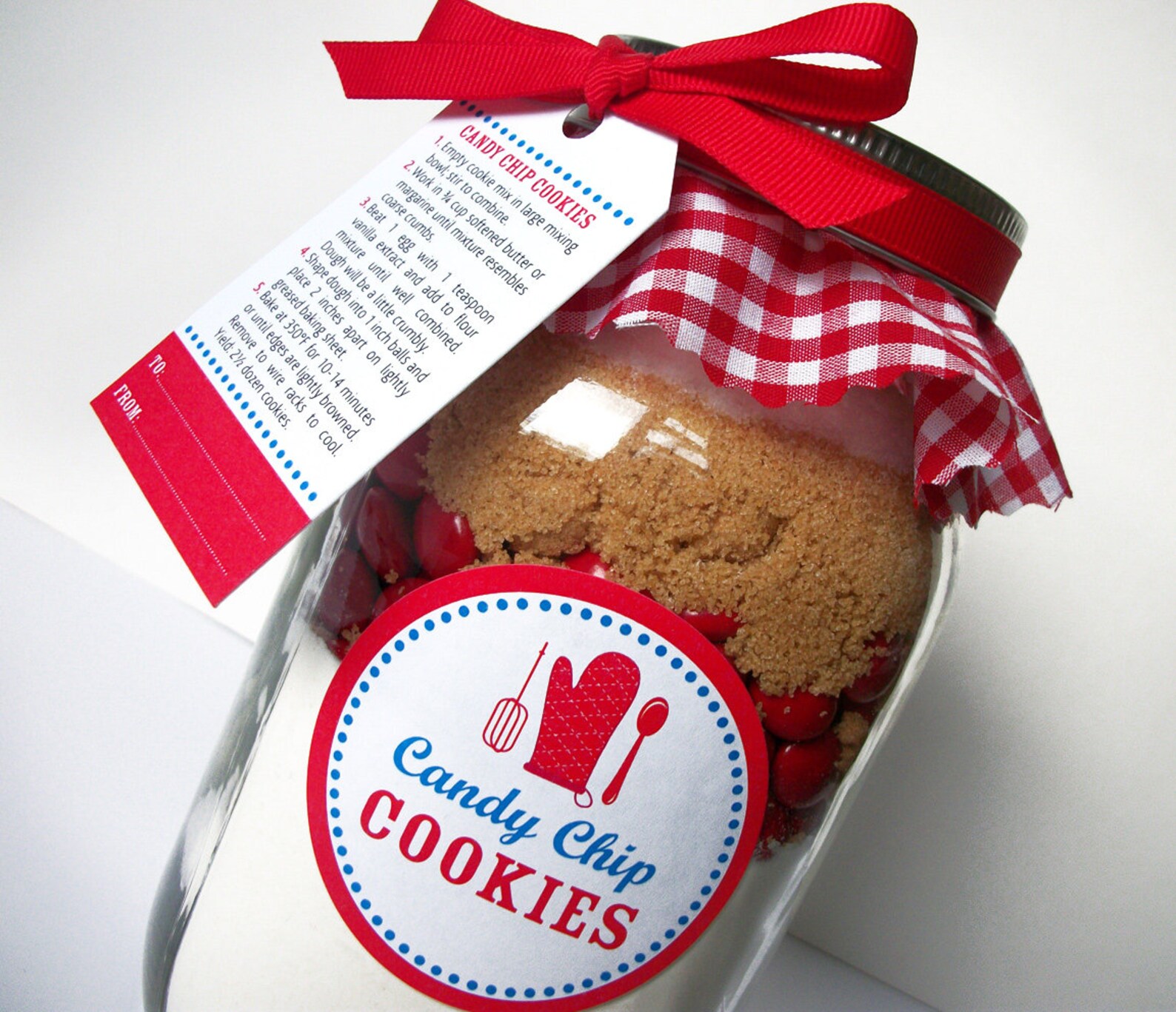 Cookie Mason Jar Decoration DIY Kit Recipe card with ribbon Etsy