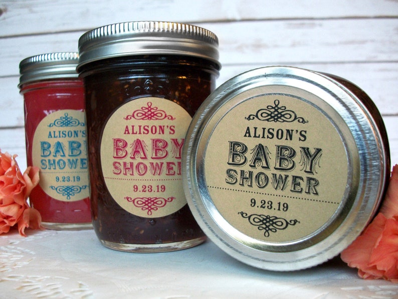 Kraft Paper Baby Shower canning jar labels custom round Etsy