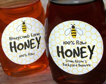 Custom Cute Honey Bee labels, custom honey bottle labels & canning jar labels personalized with YOUR text, gift for backyard beekeepers