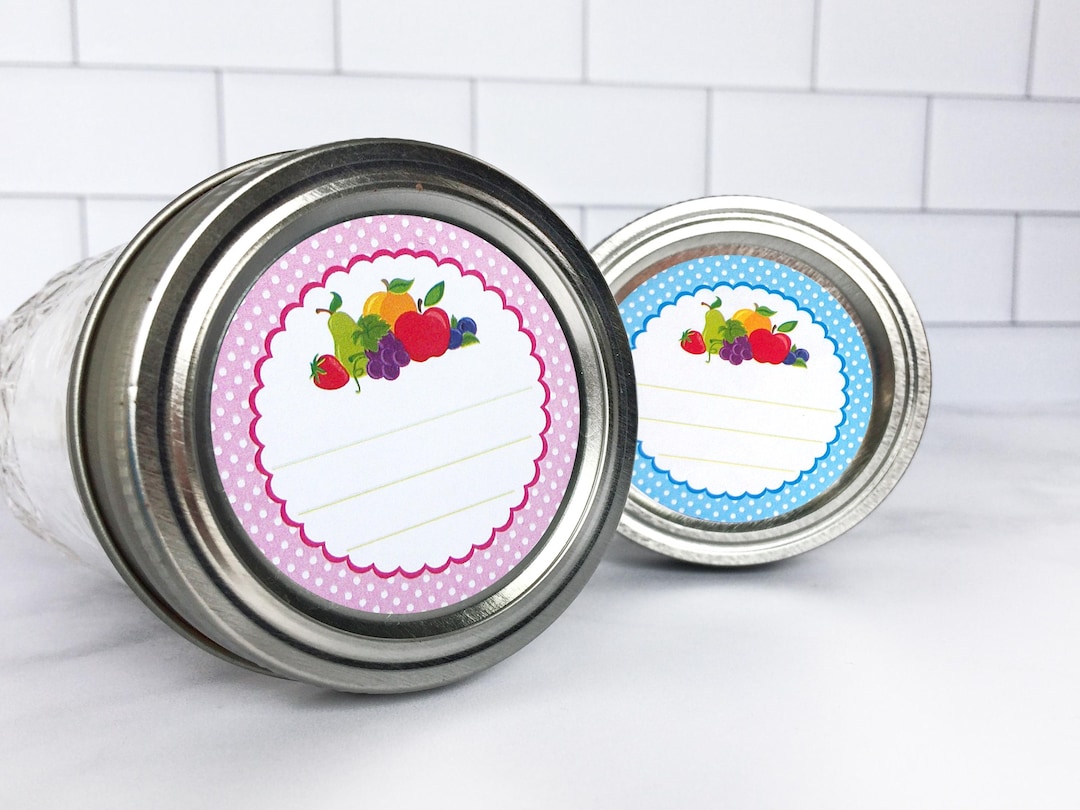 Polka Dot Fruit Canning Jar Labels, Round Blank Mason Jar Stickers for