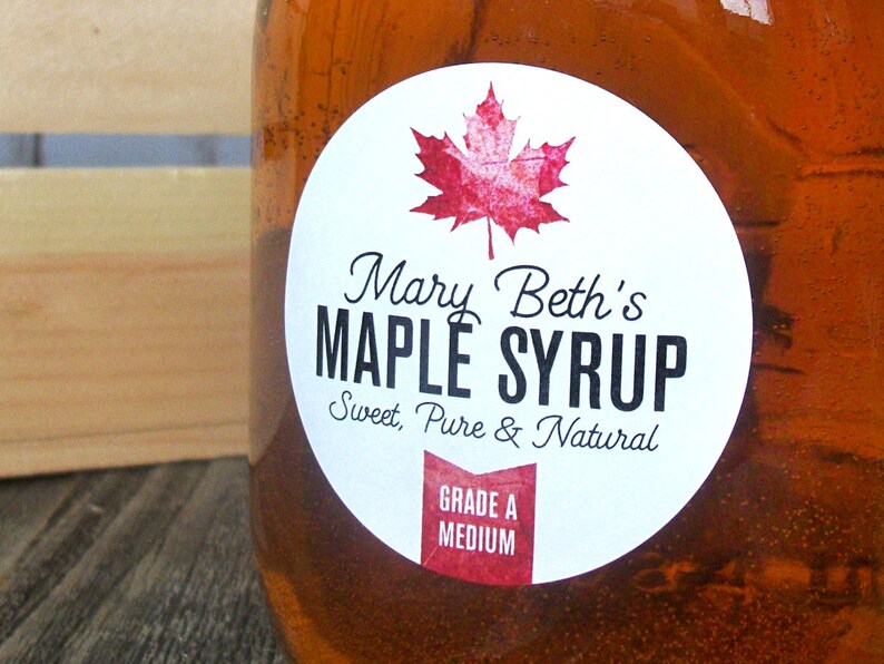 Custom Maple Syrup Leaf Labels Personalized Round Mason Jar Etsy