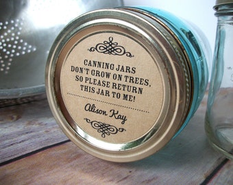 Canning Jars Don't Grow on Trees Custom kraft paper canning labels, personalized round mason jar stickers, return jar poem label