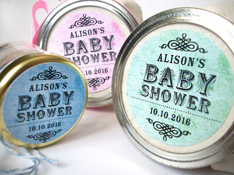 Vintage Baby Boy Girl Shower canning jar labels custom round Etsy