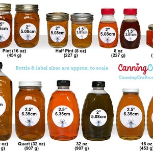 Honey bottle label size chart