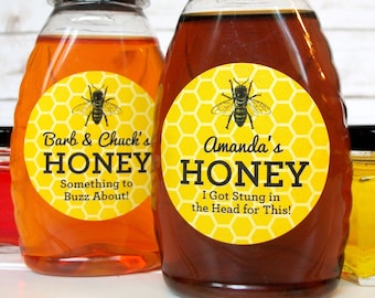 Étiquettes jaunes personnalisées de pot de conserve d'abeille, étiquettes personnalisées de bouteille de miel, étiquette de pot de miel, apiculteurs d'arrière-cour d'autocollants personnalisés en nid d'abeille