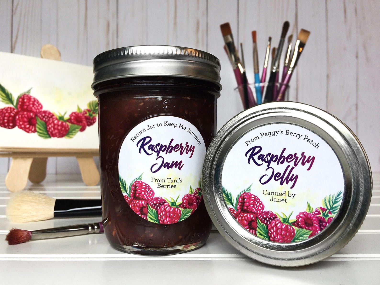 Custom Watercolor Raspberry Canning Labels, Printed Round Mason Jar ...