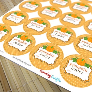 Pumpkin Butter canning jar labels, round mason jar stickers for vegetable preservation, regular or wide mouth mason jar labels image 5