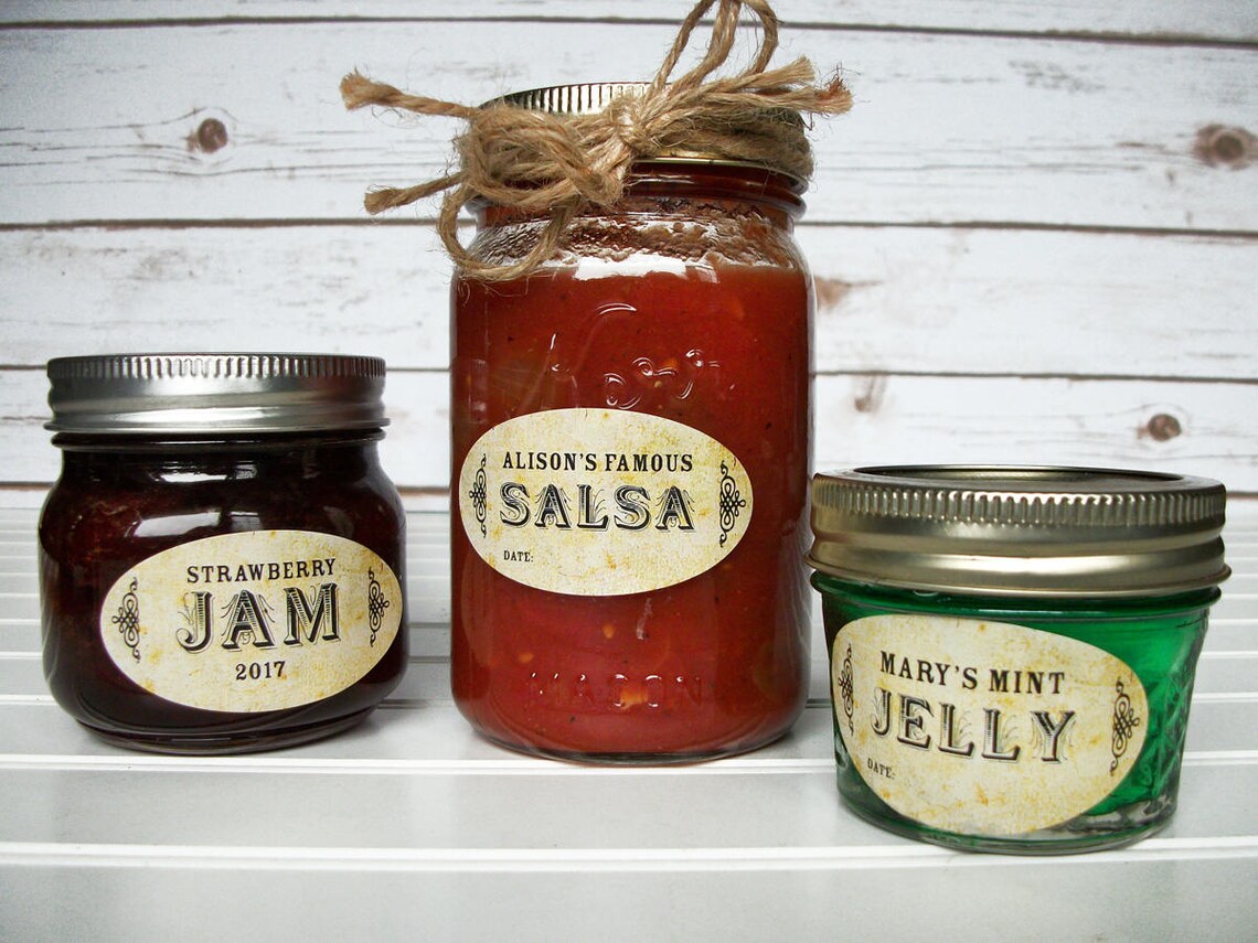Custom Oval Vintage Canning Jar Labels Stickers for Quilted Etsy