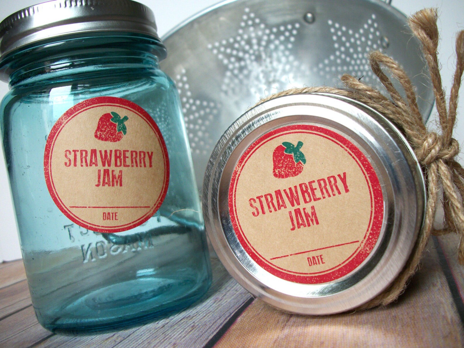 Rubber Stamp Strawberry Jam Kraft Paper Canning Jar Labels Etsy