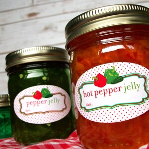 Oval Hot Pepper Jelly Canning Jar Labels, Oval Quilted Jelly Jar Labels ...