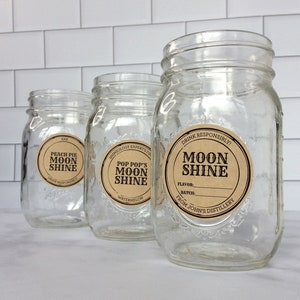 Custom Apothecary Moonshine Labels, personalized rustic kraft Liquor Bottle Mason Jar Stickers for Apple Pie, Peach Pie, Watermelon alcoholic beverages