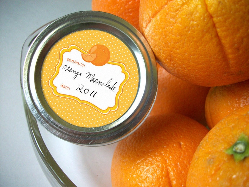 Orange Marmalade Jam or Jelly Canning Jar Labels Round Mason Etsy