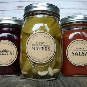 CUSTOM KRAFT paper Apothecary canning jar labels, round retro mason jar stickers personalized with YOUR text, sugar scrub & candle labels image 2