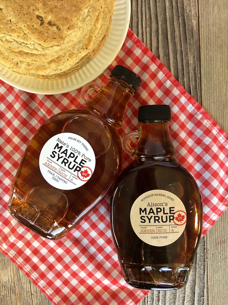 Custom Just the Facts Maple Syrup Labels, Modern Black & White or Kraft ...