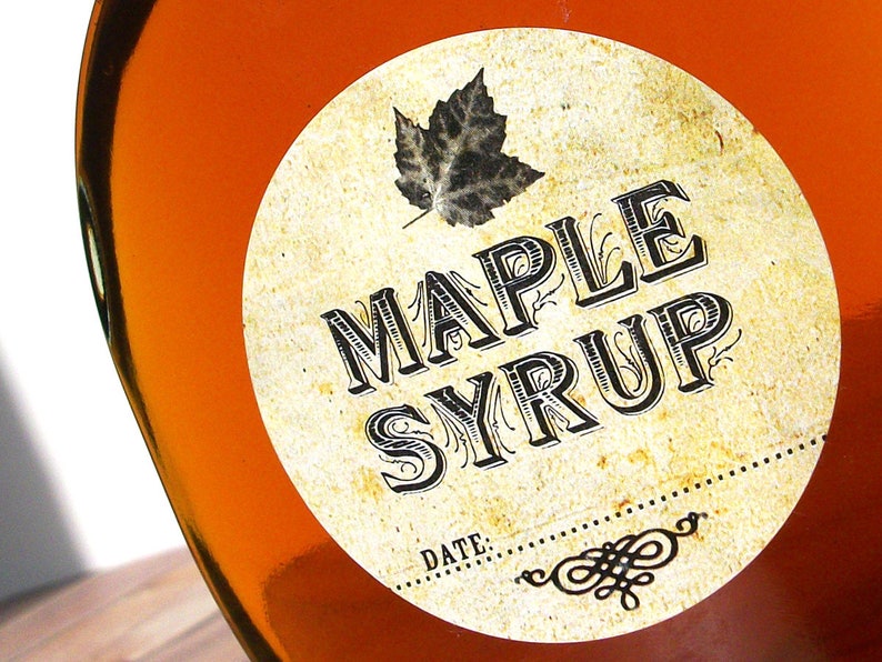 Vintage Maple Syrup bottle labels round mason jar labels Etsy
