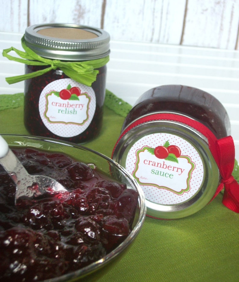 Cranberry Relish Sauce Canning Labels Round Mason Jar Labels Etsy