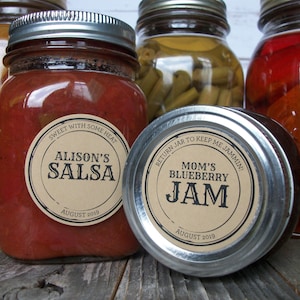 CUSTOM KRAFT paper Apothecary canning jar labels, round retro mason jar stickers personalized with YOUR text, sugar scrub & candle labels image 7