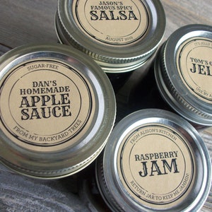 CUSTOM KRAFT paper Apothecary canning jar labels, round retro mason jar stickers personalized with YOUR text, sugar scrub & candle labels image 3