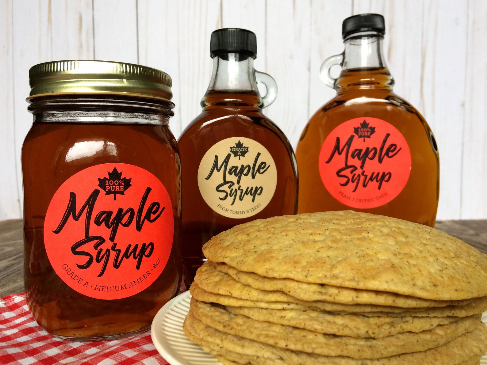 Custom Robust Maple Syrup Bottle Labels, Customized & Printed Round Red ...