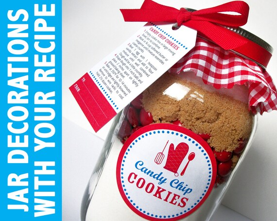 Custom Mason Cookie Jar Kit With Your Recipe Includes Ribbon Etsy