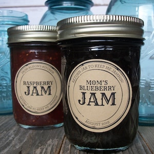 CUSTOM KRAFT paper Apothecary canning jar labels, round retro mason jar stickers personalized with YOUR text, sugar scrub & candle labels image 10