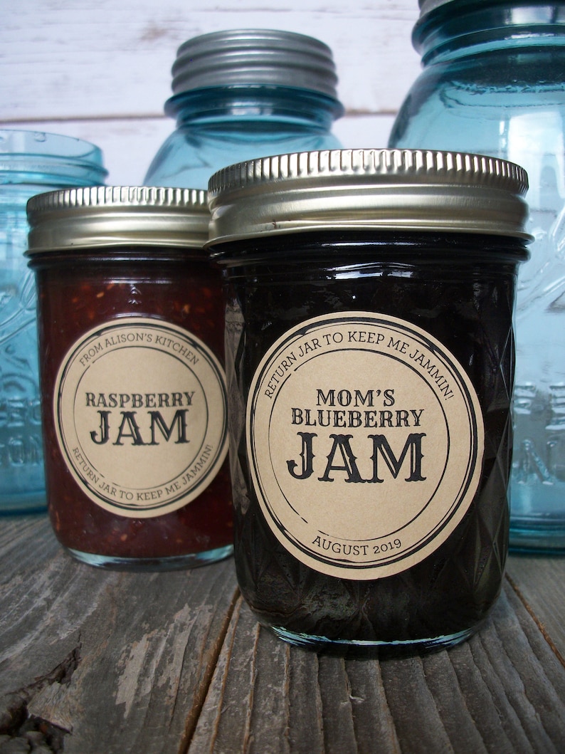CUSTOM KRAFT paper Apothecary canning jar labels, round retro mason jar stickers personalized with YOUR text, sugar scrub & candle labels image 10