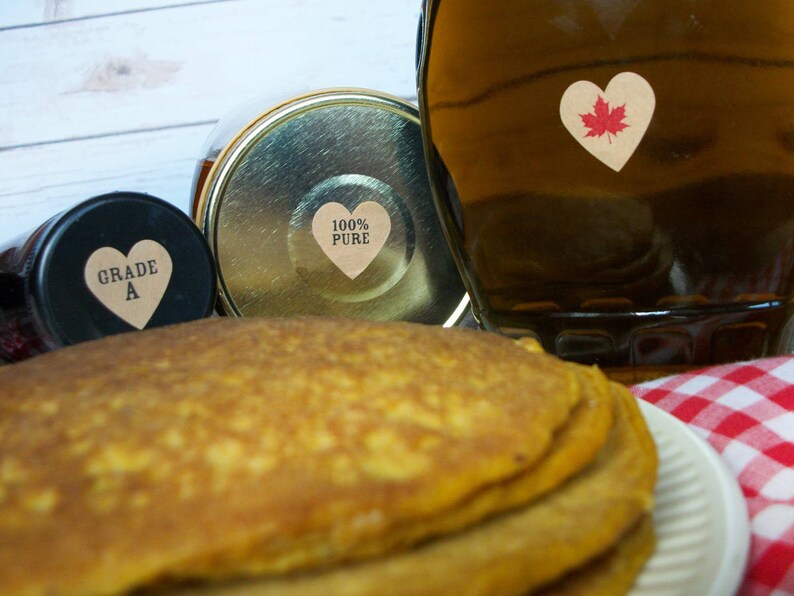 golden medium dark very dark Grade A KRAFT Maple Syrup Color Grade heart labels for bottle caps /& lids red or black maple leaf labels
