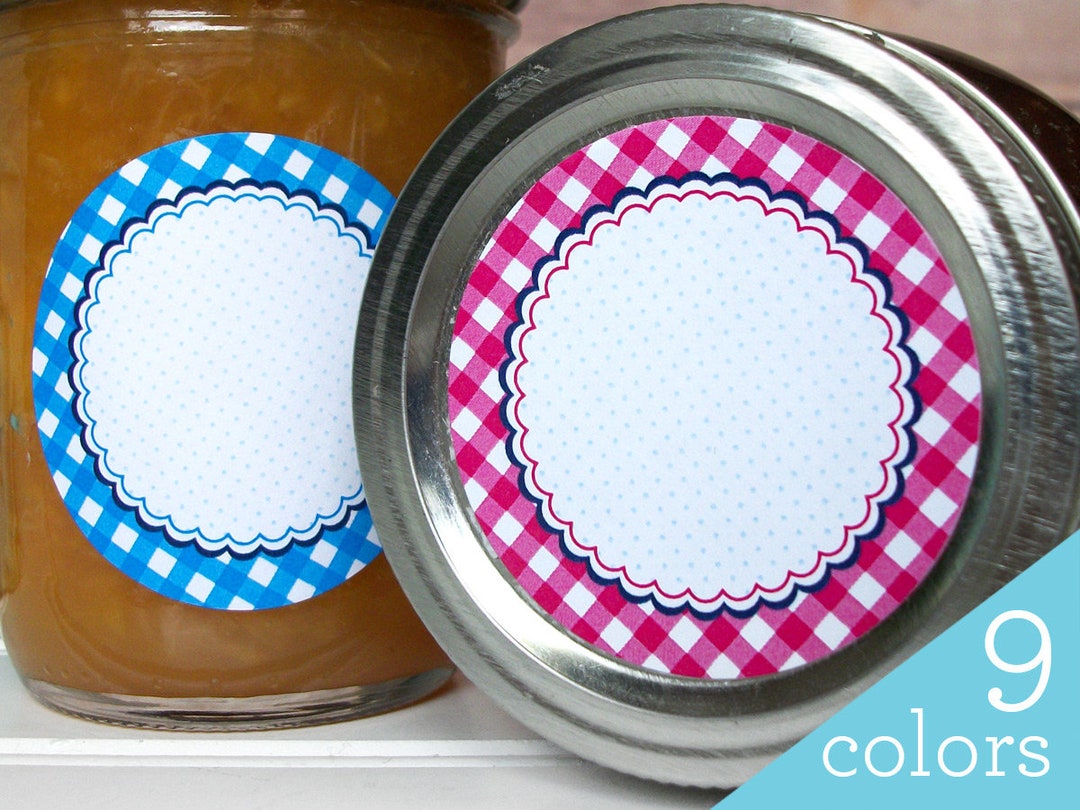 Farmer's Market Gingham Canning Labels Round Mason Jar - Etsy