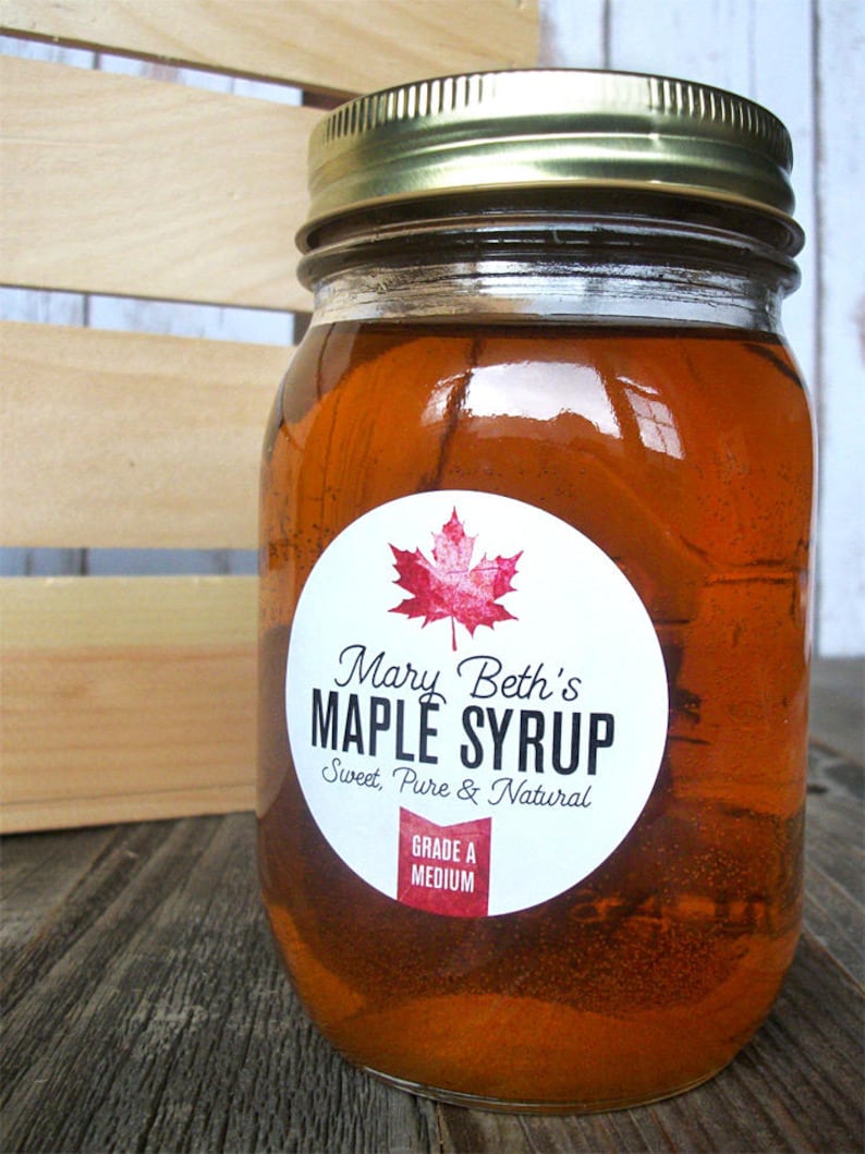 Custom Maple Syrup Leaf Labels Personalized Round Mason Jar Etsy