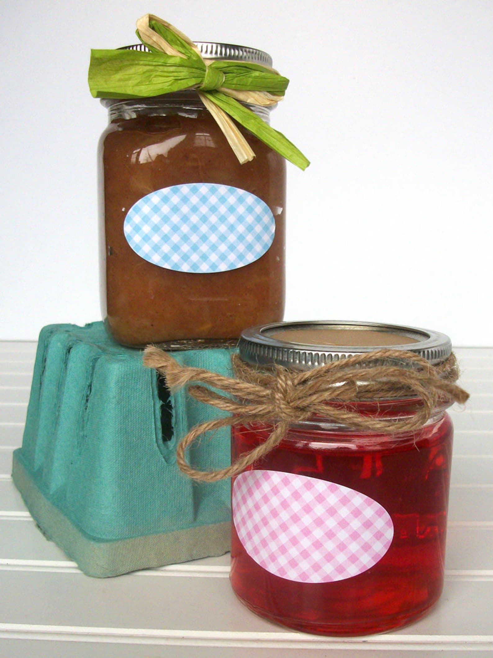 Checkered Oval Canning Jar Labels Quilted Jar Labels Pastel Etsy