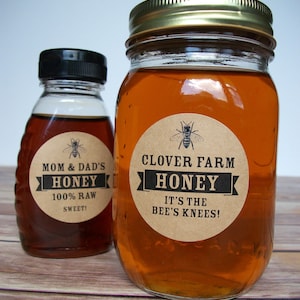 Custom Honey Kraft Paper Canning Jar & Bottle Labels, Custom Honey ...