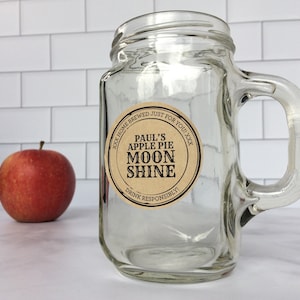 Custom Apothecary Apple Pie Moonshine Labels, personalized rustic kraft Liquor Bottle Mason Jar Stickers