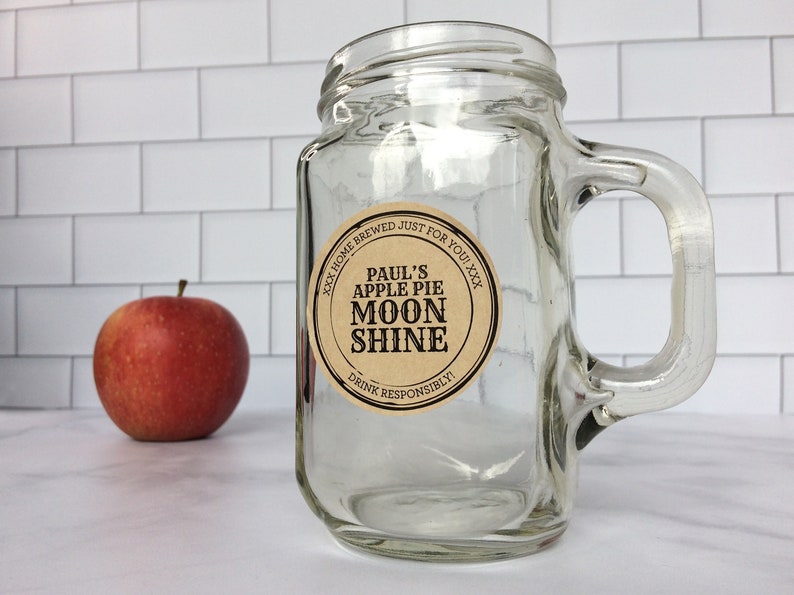 Custom Apothecary Apple Pie Moonshine Labels, personalized rustic kraft Liquor Bottle Mason Jar Stickers