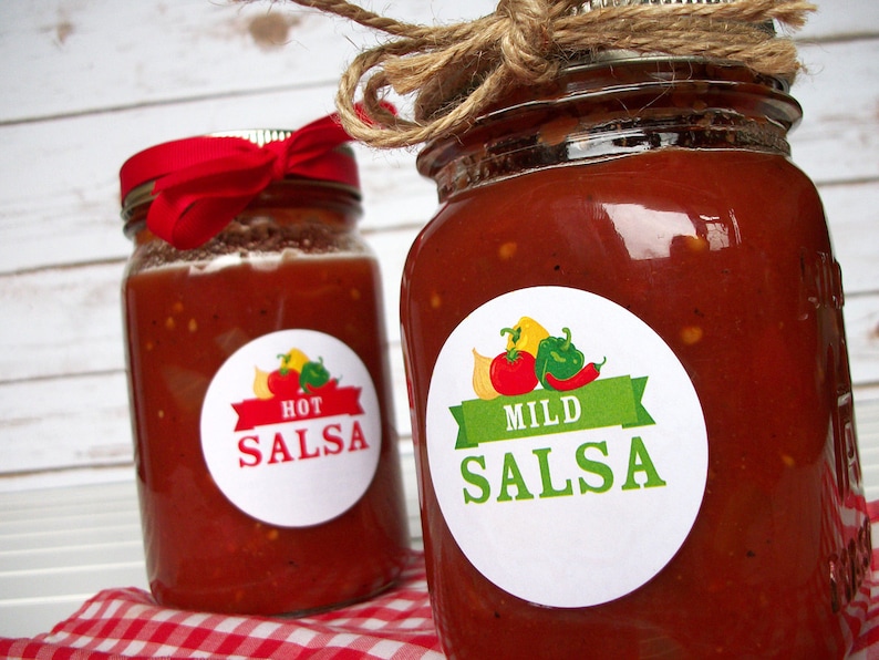 Mild Medium Hot Salsa Canning Labels Round Mason Jar Etsy