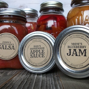 CUSTOM KRAFT paper Apothecary canning jar labels, round retro mason jar stickers personalized with YOUR text, sugar scrub & candle labels image 6