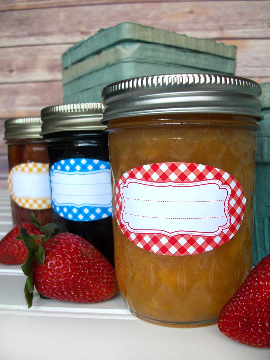 Classic Gingham Oval Canning Jar Labels Quilted Jam Jar Etsy